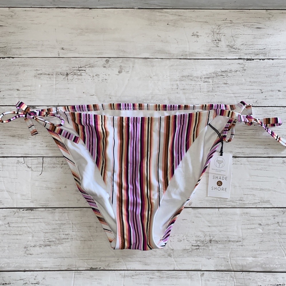 Shade & Shore Large Bikini Bottom Multicolor Purple Tan Stripe Target Swim New
